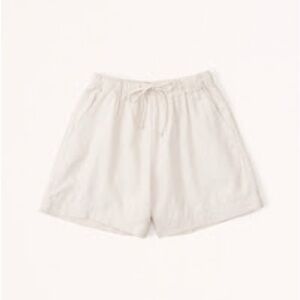 Abercrombie & Fitch Women's Cream Linen Blend Pull-On Shorts Size M